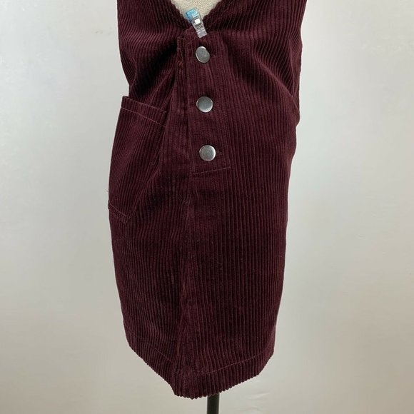 Forever 21 Corduroy Overalls Size Small Burgundy Aline Dress - Picture 6 of 12